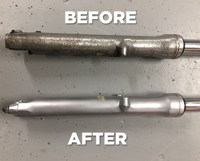 Honda Forks Before and After Blasting